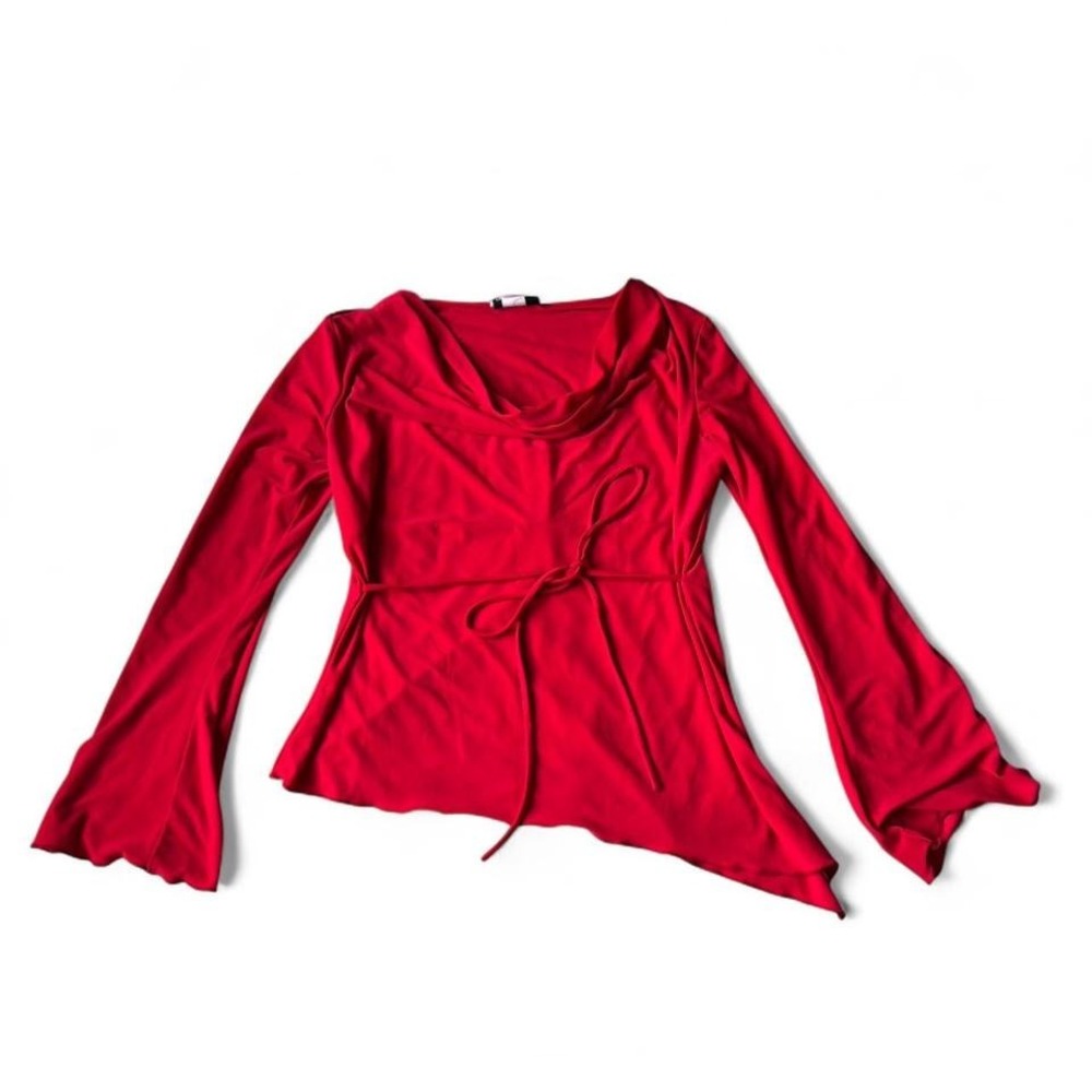 Y2K Red Long, Bell Sleeve Top